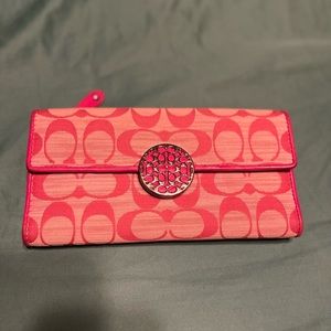 Signature Coach Pink Trifold Wallet